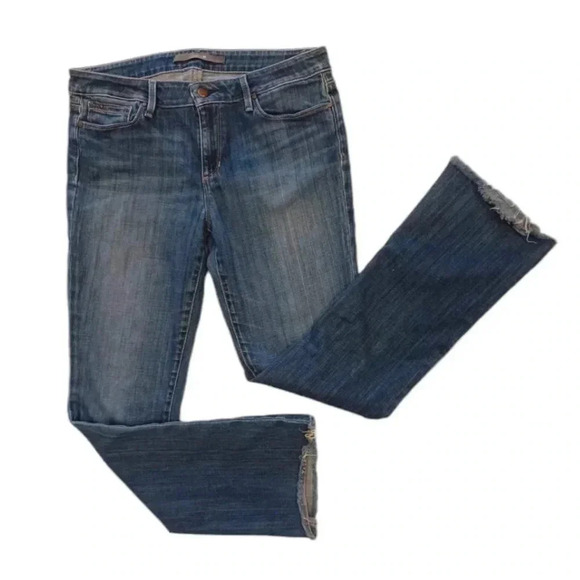 Joe’s Jeans Icon Muse Mid Rise Bootcut Raw Hem Blue Jeans Size 30 - Picture 4 of 13